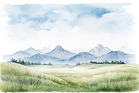 Mountains and grasslands landscape painting outdoors. AI generated Image by rawpixel.