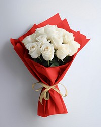 White roses in red bouquet