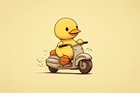 Duck on motorcycle drawing vehicle scooter. AI generated Image by rawpixel.