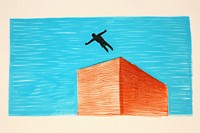 Swimmer jumping to the pool drawing flying art. AI generated Image by rawpixel.