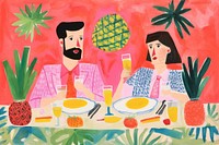 Dinner painting art pineapple. AI generated Image by rawpixel.