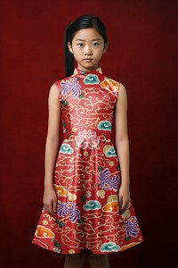 Girl's sleeveless turtleneck dress, Chinese traditional clothes style