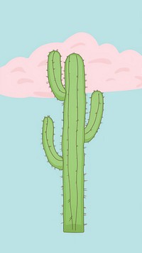 Cactus cartoon plant tranquility. AI generated Image by rawpixel.