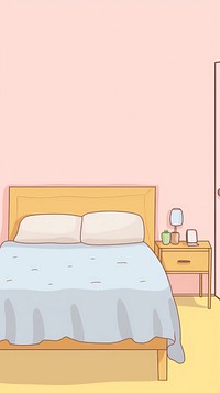 Bedroom furniture cartoon line. AI generated Image by rawpixel.