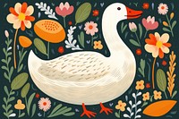 White duck in flower garden pattern animal goose. AI generated Image by rawpixel.