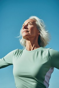 Middle age woman sports adult blue. AI generated Image by rawpixel.