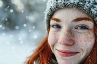 Woman with freckles on face winter photo photography. AI generated Image by rawpixel.