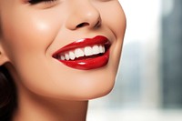 Woman applying lipstick smiling teeth adult. AI generated Image by rawpixel.