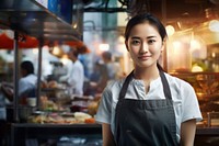 Thai female chef food adult apron. 