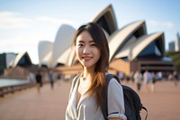 A college student woman outdoors landmark opera. AI generated Image by rawpixel.