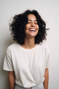 Latina woman laughing smiling smile. AI generated Image by rawpixel.