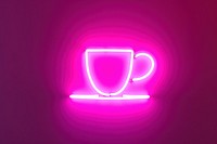 Pastel neon coffee cup light purple illuminated. AI generated Image by rawpixel.