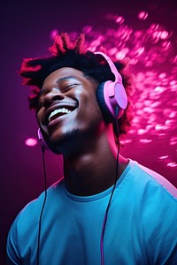 Happy young man headphones headset adult. AI generated Image by rawpixel.