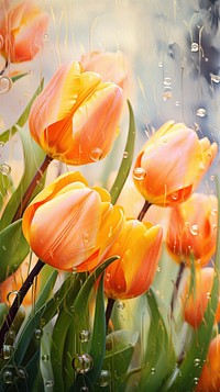 Tulips flowers outdoors nature plant. AI generated Image by rawpixel.