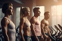 A group of exercising people exercise fitness sports. AI generated Image by rawpixel.