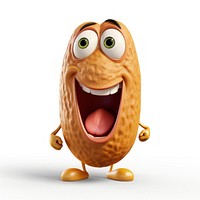Peanut food white background anthropomorphic. AI generated Image by rawpixel.