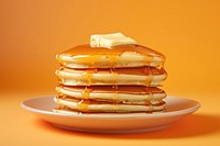 Pancakes white plate food breakfast. AI generated Image by rawpixel.