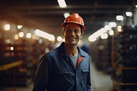 Man smiling factory hardhat. AI generated Image by rawpixel.