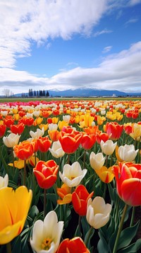 Tulips and daffodils blooming blossom flower tulip. AI generated Image by rawpixel.
