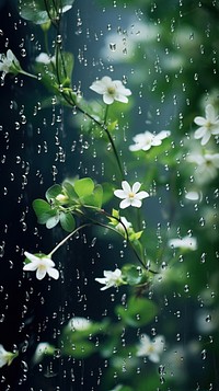 Jasmine rain outdoors blossom. AI generated Image by rawpixel.