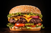 Double cheese burger food hamburger vegetable. AI generated Image by rawpixel.