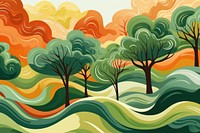 Trees painting graphics pattern. AI generated Image by rawpixel.