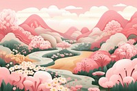 Light pink meadow pattern outdoors graphics. AI generated Image by rawpixel.