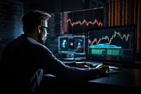 Man trading stocks of bitcoin technology computer screen. AI generated Image by rawpixel.