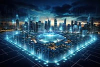 Smart city architecture futuristic technology. AI generated Image by rawpixel.