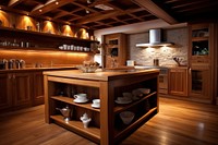 Domestic kitchen wood furniture hardwood. AI generated Image by rawpixel.