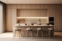 Luxury modern apartment kitchen furniture indoors.