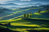 Fields with different crops land agriculture landscape. AI generated Image by rawpixel.