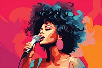 African american microphone portrait singer. AI generated Image by rawpixel.