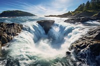 Nature sea waterfall landscape. AI generated Image by rawpixel.