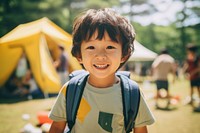 Japanese kid portrait outdoors camping. AI generated Image by rawpixel.
