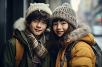 Taiwanese kids winter scarf adult. AI generated Image by rawpixel.