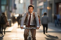 East asian man Korean cycling city. AI generated Image by rawpixel.