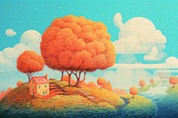 Fantasy outdoors painting nature. AI generated Image by rawpixel.