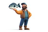 Fishing man cartoon portrait standing. AI generated Image by rawpixel.