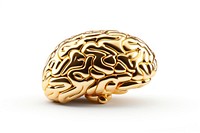 Brain jewelry gold white background. AI generated Image by rawpixel.