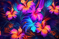 Tropical flowers and leaves frame pattern purple art. AI generated Image by rawpixel.