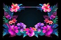 Tropical flowers frame pattern purple plant. AI generated Image by rawpixel.