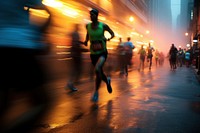 Marathon runners running jogging street. AI generated Image by rawpixel.