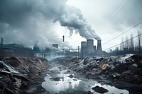 Smoking factory pollution architecture technology landscape. AI generated Image by rawpixel.