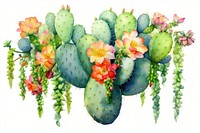 Cactus painting nature flower. AI generated Image by rawpixel.