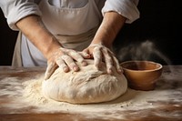 Chef making bread cooking adult food. 