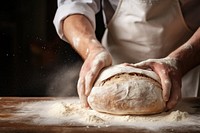 Chef making bread cooking adult food. 