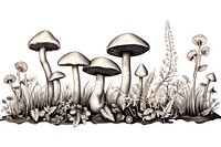 Mushrooms drawing fungus sketch. 