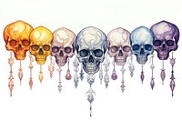 Skulls drawing sketch art. AI generated Image by rawpixel.