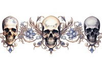 Skulls graphics white background accessories. AI generated Image by rawpixel.